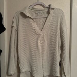 Pink Rose Cream Waffle Knit Top